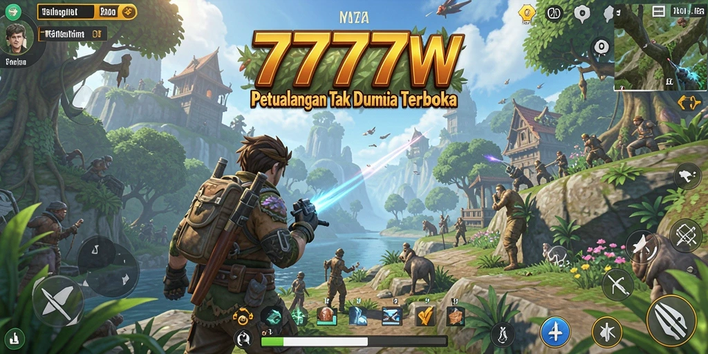 Screenshot gameplay 7777W menunjukkan petualangan mendebarkan di dunia terbuka.