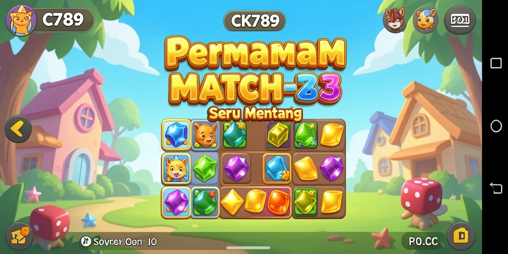Tangkapan layar CK789 menampilkan momen seru dalam permainan Match-3.
