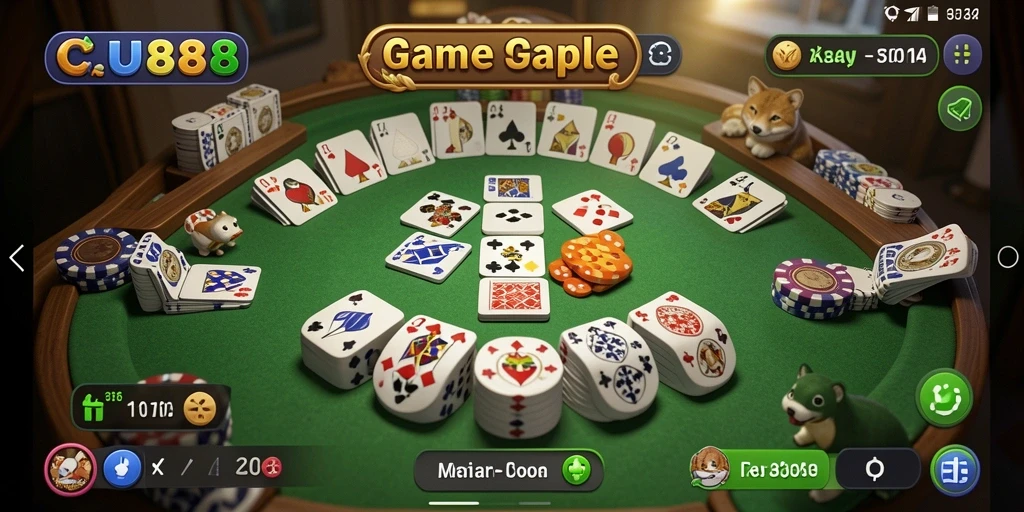Tampilan gameplay CU888 yang seru dan asyik bermain Gaple.