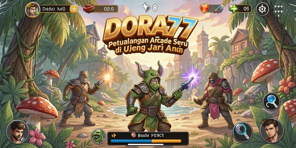Tangkapan layar DORA77 menampilkan gameplay Arcade yang seru dan menantang.