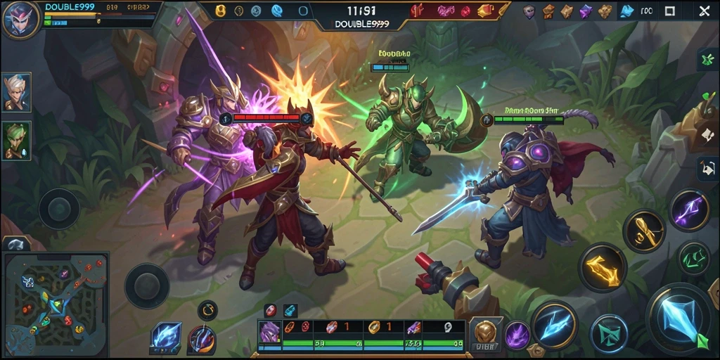 Gameplay menarik dari DOUBLE999 dalam pertarungan MOBA.