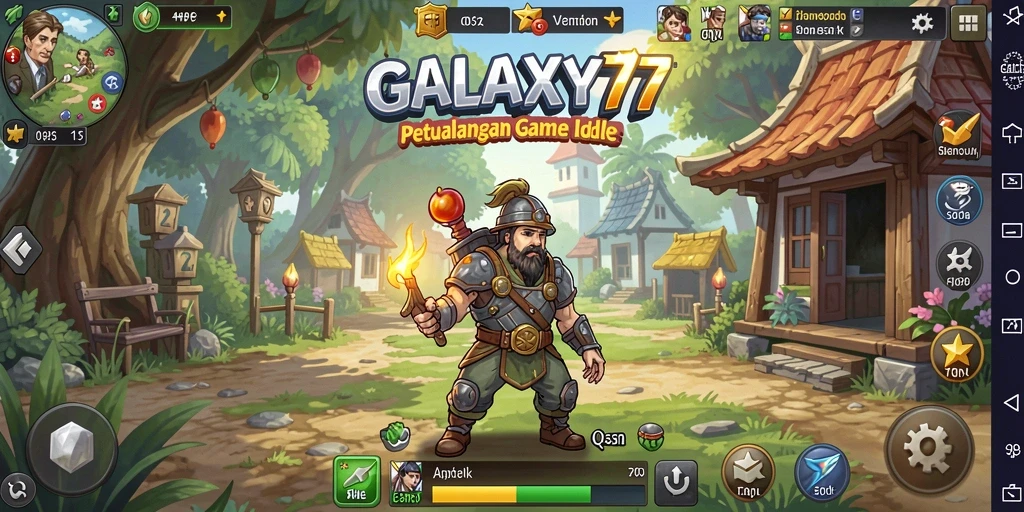 Tampilan gameplay seru GALAXY77 dengan karakter bertarung secara otomatis.