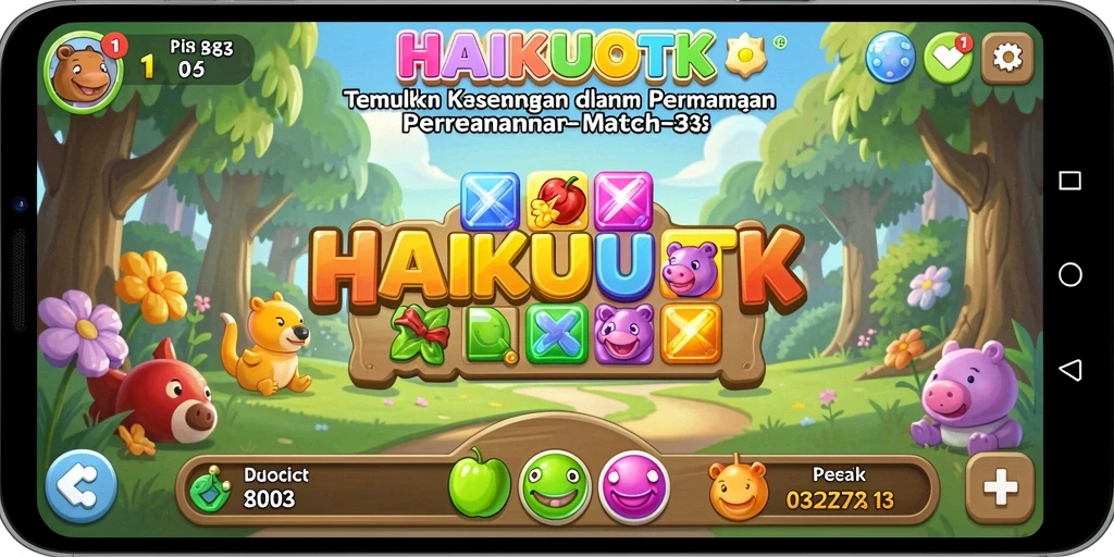 Screenshot gameplay HAIKUOTK menampilkan keseruan mencocokkan elemen.
