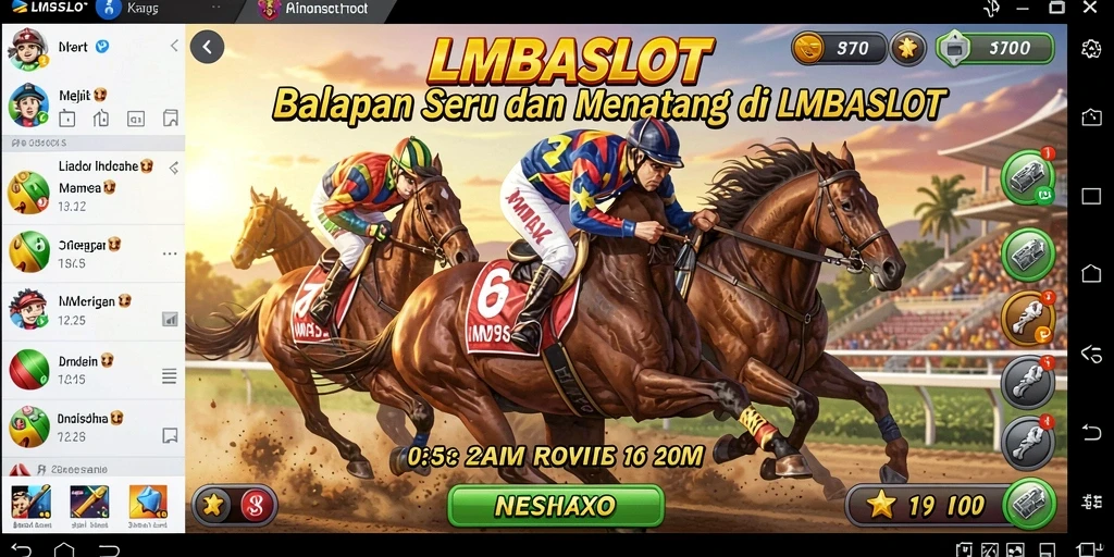 Tampilan gameplay menegangkan di LMBASLOT dengan kendaraan balap cepat.