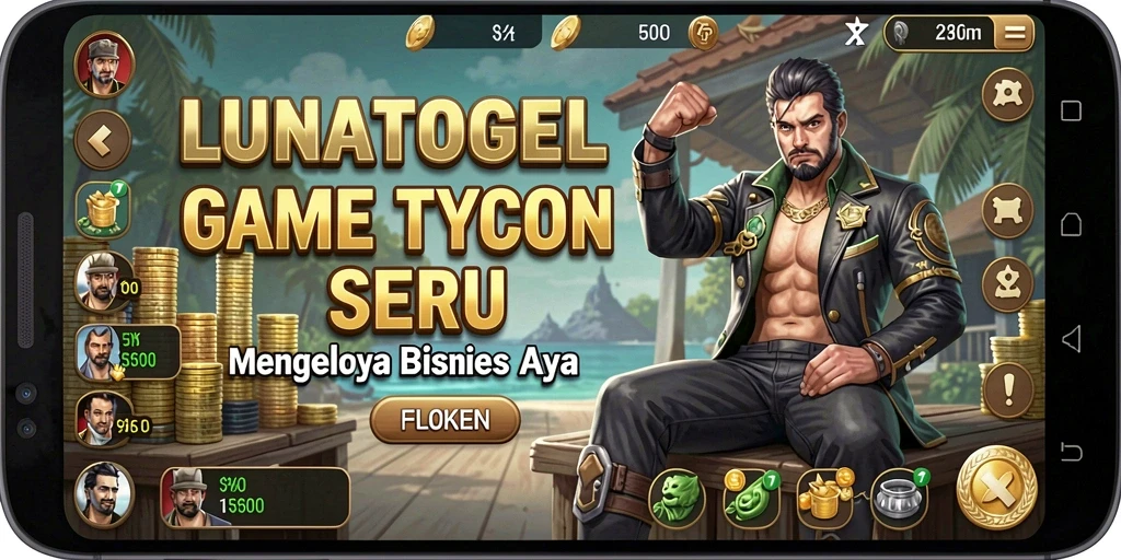 Tampilan gameplay LUNATOGEL dengan elemen Tycoon yang menarik.