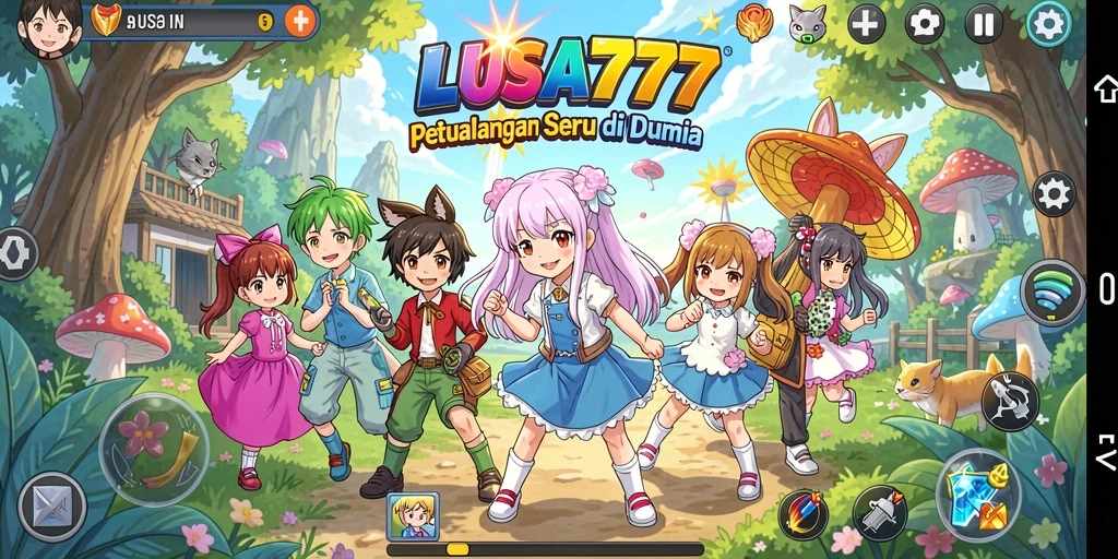 Tampilan gameplay seru dari LUSA777 yang menampilkan karakter Anime.