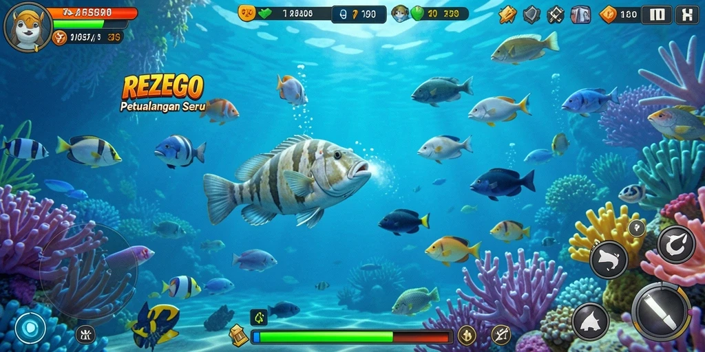 Gameplay menegangkan menangkap ikan di REZEGO.