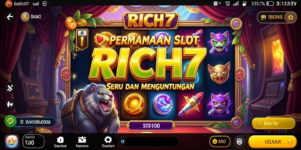 Tampilan gameplay seru di RICH7 dengan berbagai tema dan fitur bonus.