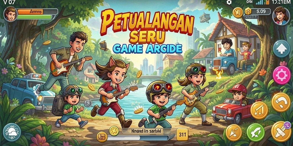Screenshot V07 menunjukkan petualangan seru dalam gameplay Arcade yang dinamis.